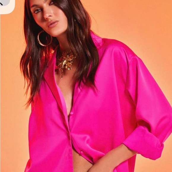 entro Tops - Entro Hot Pink Button Down Shirt
